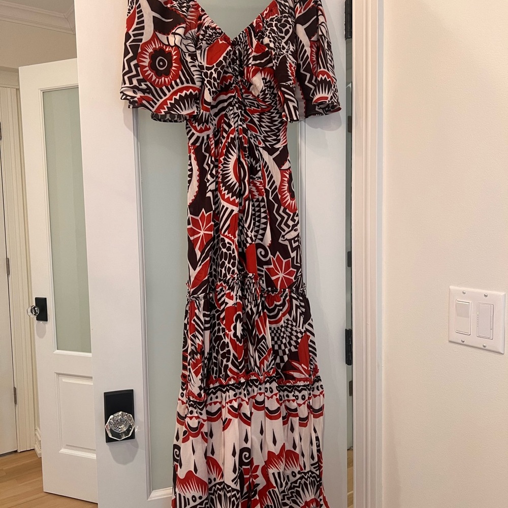 Anthropologie Maxi Brown, Copper and Tan Dress.